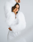 White Feather Bridal Jacket | Wedding Jackets Australia | Feather Jackets Australia