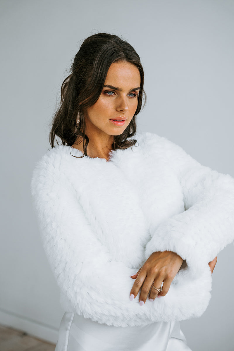 Harlow Faux Fur Jacket | White