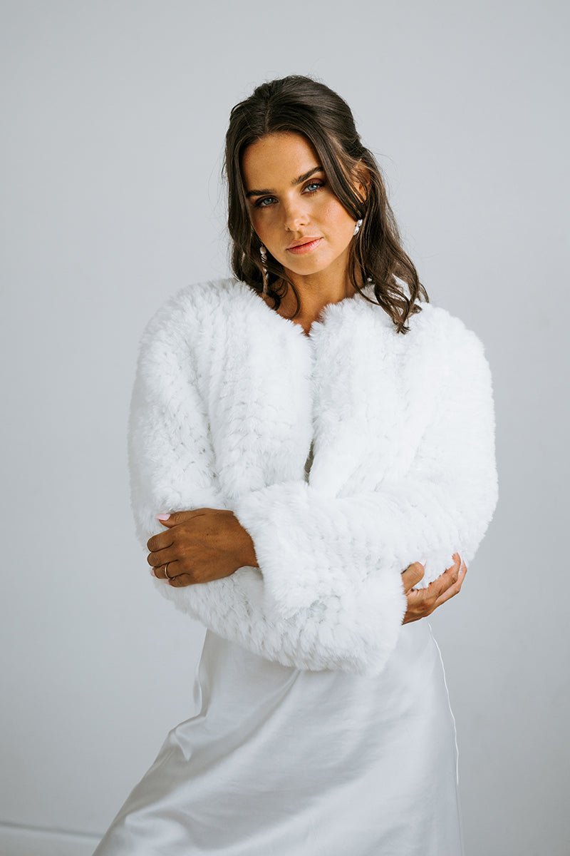 Harlow Faux Fur Jacket | White