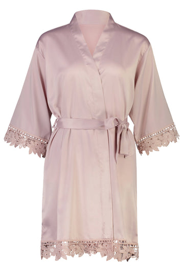 Lilah Lace Trim Robe Nude Pink