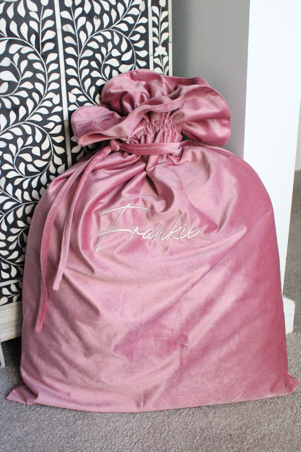 Personalised Christmas Sack - Velvet Santa Sack Rose