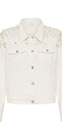 White Personalised Pearl Denim Jacket with Name