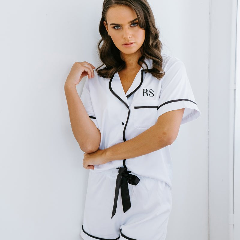 White Satin Bridesmaid Pyjamas | Bridesmaid PJ Set