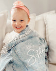 Personalised Kids Jacket | Kids Pearl Denim Jacket | Flower Girl Jacket